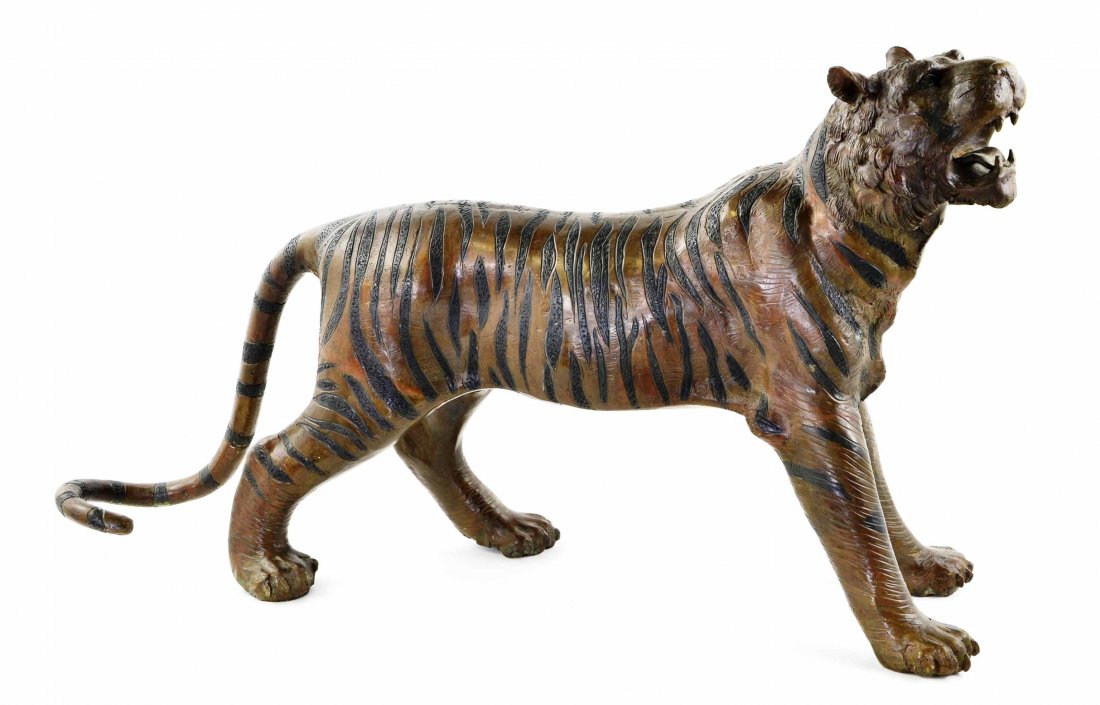 Antique Bronze Tiger Sculpture w/ Fantastic Patina (1 of 8)