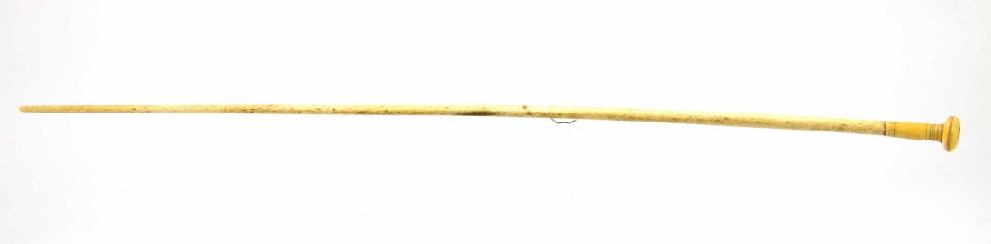 Rare Antique Bone / Ivory Carved Walking Stick Cane: This is a Rare Antique Bone / Ivory Carved Walking Stick Cane with a 32.75” Solid Length Piece. The overall piece measures approximately 34.5” Long with the carved bone / ivory handle. The shaft m