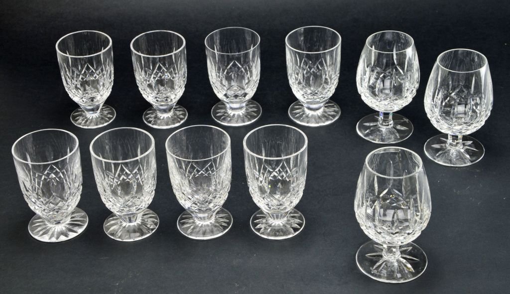 Set of 11 Waterford Cocktail & Double Lismore Glasses: This is a Nice Set of 11 Waterford Cocktail & Double Old Fashioned Crystal Lismore Glasses. The 3 piece stemware cocktails measure 4.5” and the 8 old fashioned glasses measure 3-13/16”. This set i
