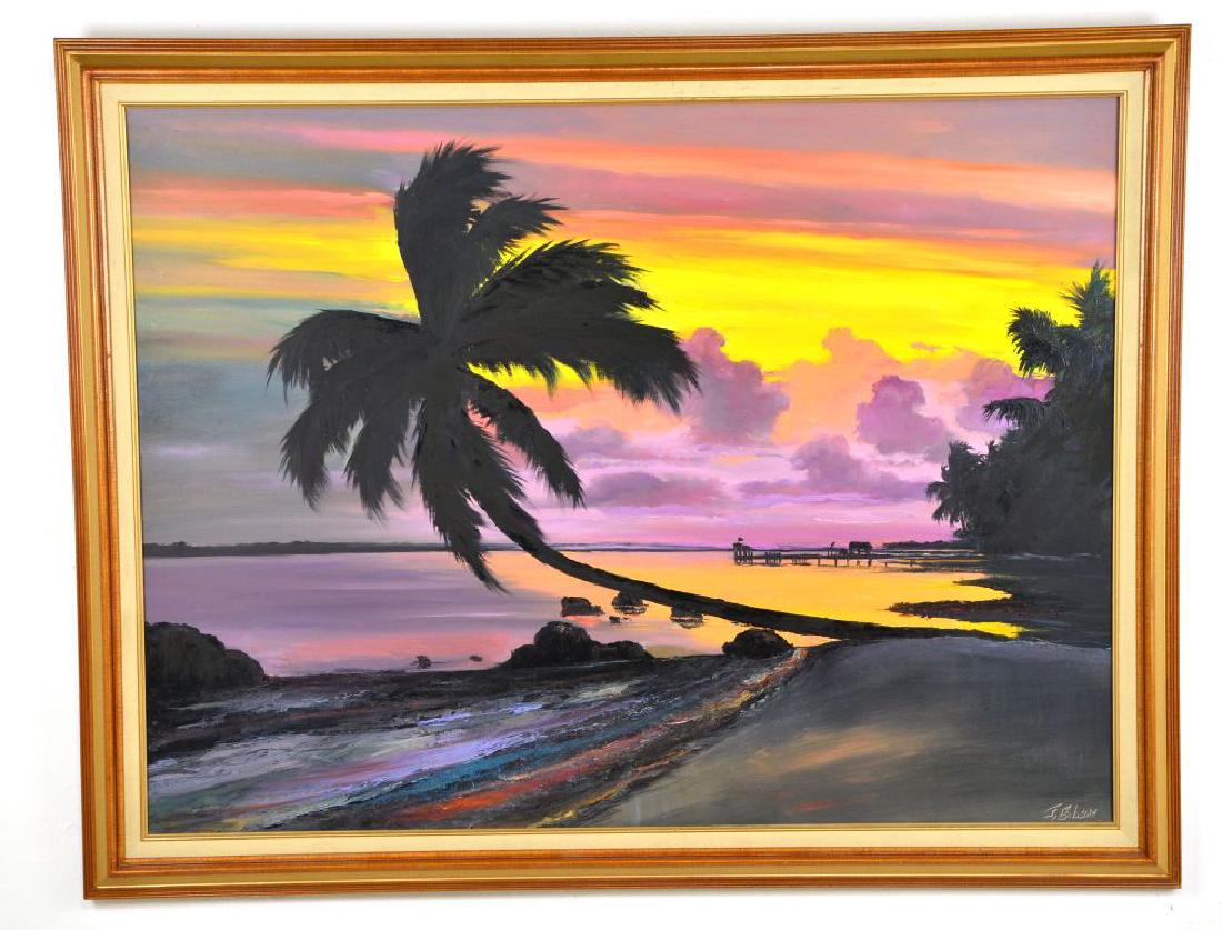 Oil on Canvas, by, James Gibson, Florida Landscape: This Desirable Original Oil on Canvas, By Listed Artist James Gibson, an Original Highwaymen, is of an iconic Scenic Florida Landscape. This fantastic piece is full of color, and captures a picturesqu