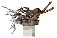 Carved Mermaid and Eel Figural Driftwood-Paul Baliker