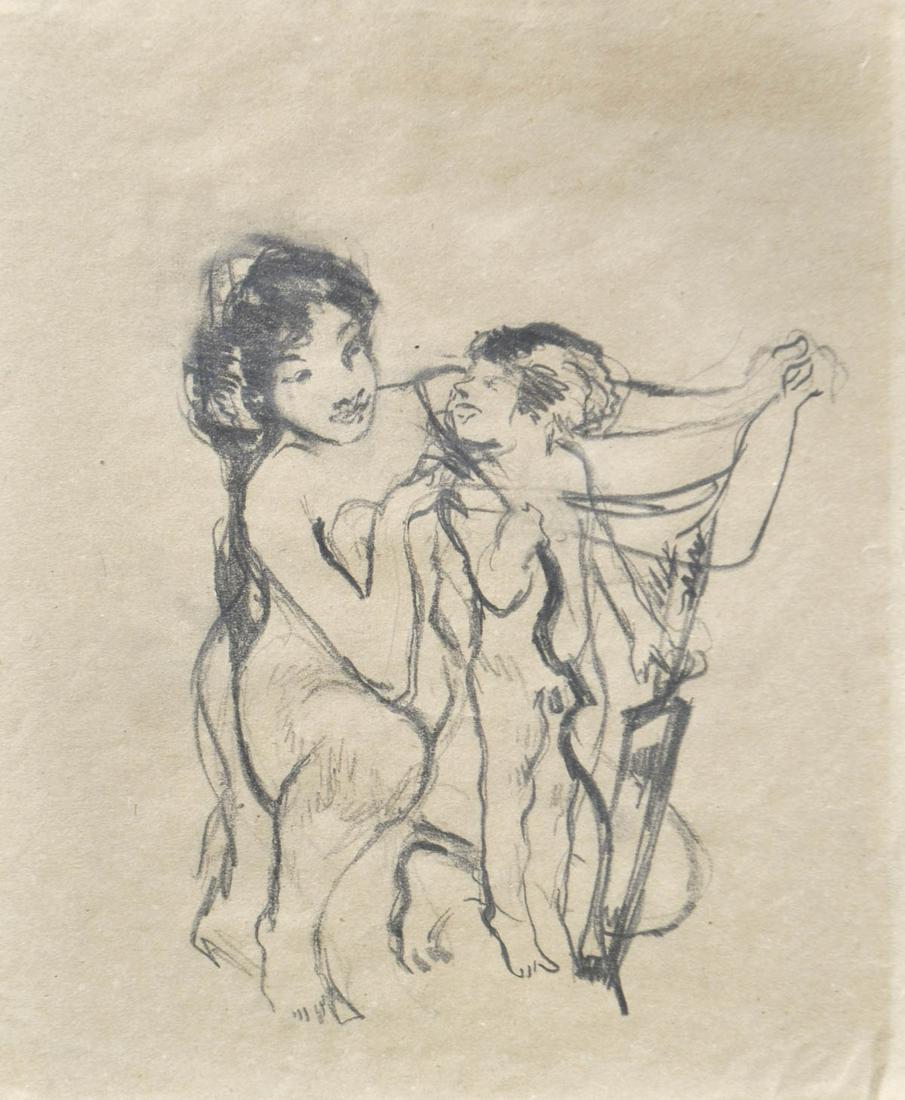 Leo Putz (Meran/Merano 1869 â€“ 1940): Venus und Amor, um 1900;Schwarze Kreide, 21,2 x 17,4 cm Provenienz: Nachlass des mit Putz befreundeten Malers Hans v. SchrÃ¶tter