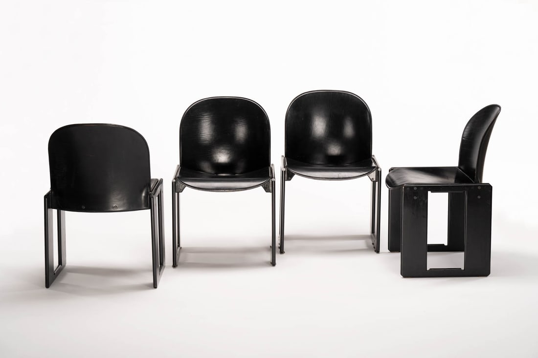 Tobia Scarpa: 4 chairs model Dialogo, 1970sWalnut, 80 x 52 x 46 cmProvenance: private collection