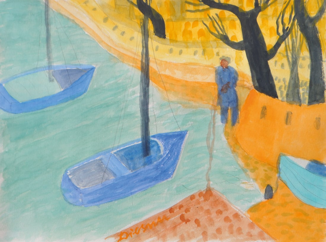 Gerhild Diesner (Innsbruck 1915 - Innsbruck 1995): Al Lago di Garda;Acquerello, 23 x 30,8 cm, in corniceFirma