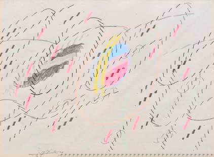 Oswald Oberhuber (Meran/Merano 1931 -Wien/Vienna 2020): Senza tirolo, 1987;Matita e matite colorate, 28,5 x 38,5 cm, in corniceMonogramma e data