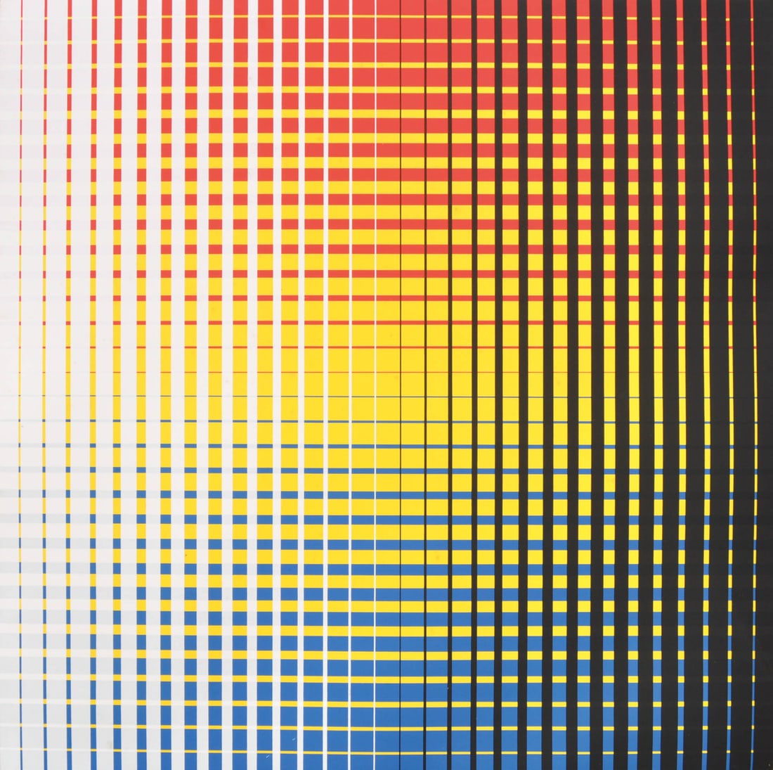 Getulio Alviani (Udine 1939 - Mailand/Milano 2018): Cromia spettrologica, 70er Jahre;Farbserigrafie auf Papier, 64,7 x 64,7 cm Signiert u. nummeriert (9/120) auf der Rückseite Provenienz: Privatsammlung