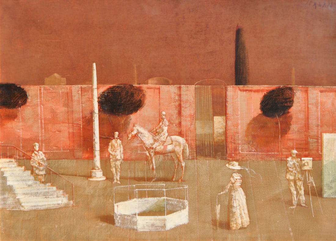 Vasilije Jordan (Zagreb/Zagabria 1934 - 2019): Sunday; Oil on canvas, 65 x 90 cm, framedSigned