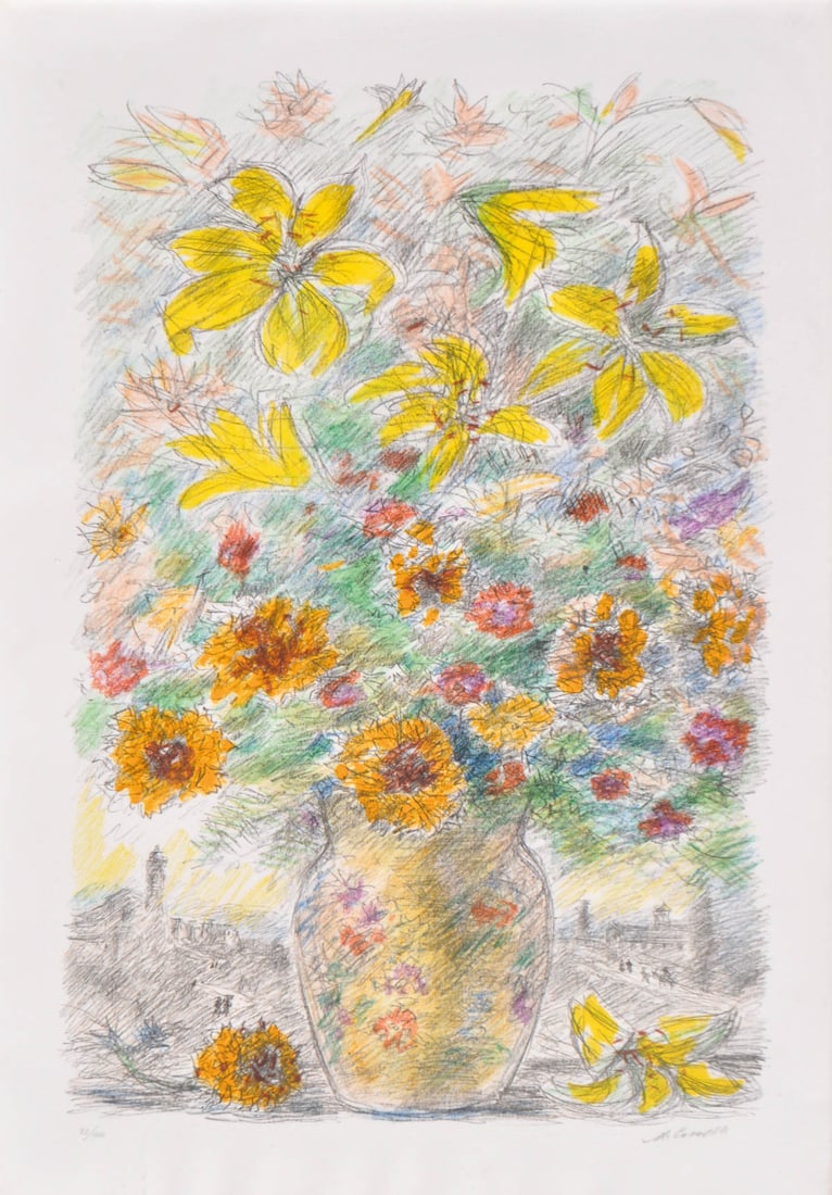 Michele Cascella (Ortona 1892 - Mailand/Milano 1989): Vase of Flowers; Lithograph, 68.5 x 47.5 cm, framedSigned and numbered (93/200)