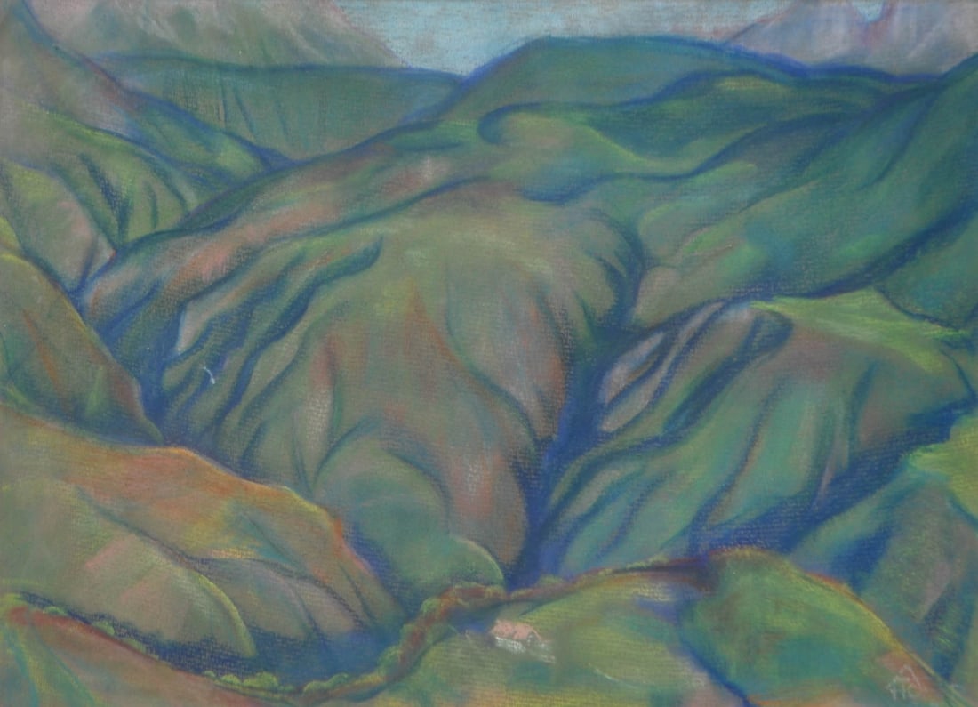Anton Hofer (Bozen/Bolzano 1888 - 1979): Berglandschaft, 1920/30;Pastell auf Papier, 40 x 54,5 cm, gerahmtSigniert und datiert