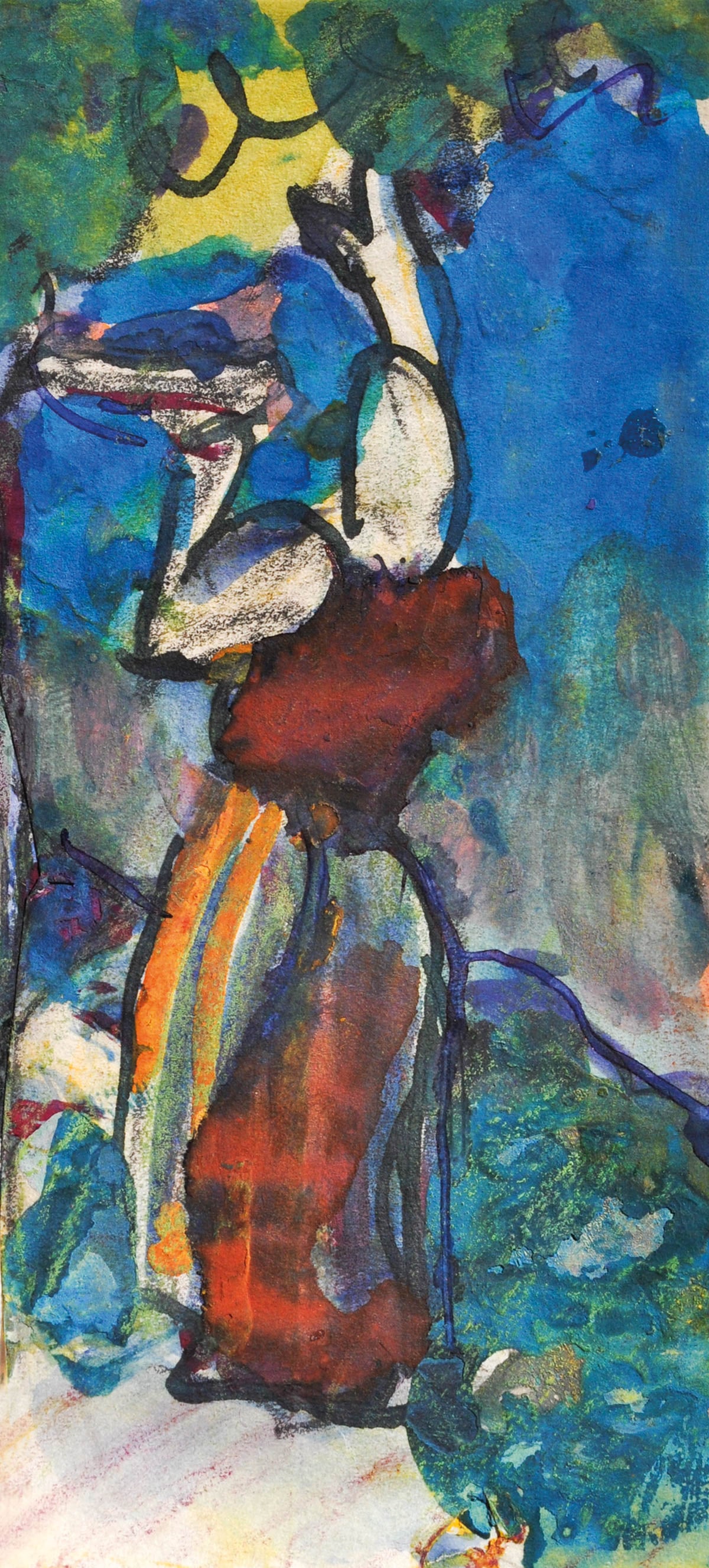 Hans Josef Weber-Tyrol (Schwaz 1874 - Meran/Merano 1957): Weinlese;Mischtechnik auf Papier, 12 x 5,3 cmRückseitig Nachlassstempel