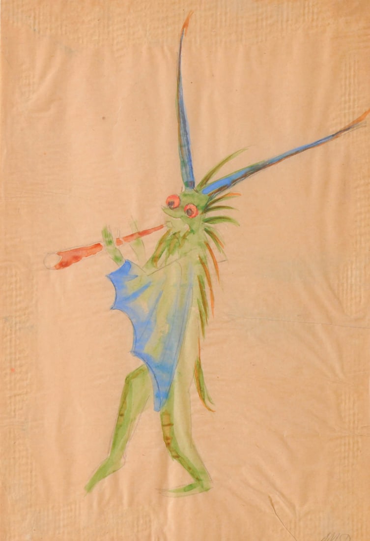 Maria Delago (St. Leonhard/S. Leonardo 1902 - Brixen/Bressanone 1979): 8 Bühnenfiguren;8 Aquarelle, je ca. 29 x 20 cm, welligJeweils signiert bzw. monogrammiert