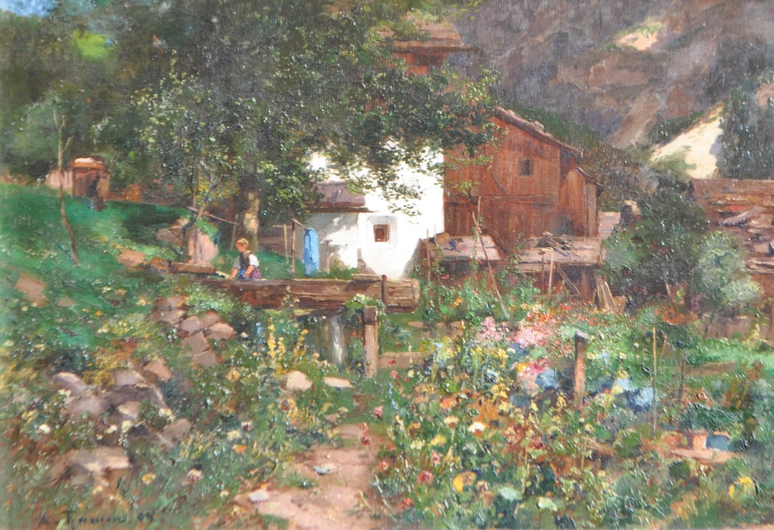 Gustav Adolf Thamm (Dresden/Dresda 1859 - 1925): Aus Taufers in Südtirol, 1904;Öl auf Leinwand, 42,5 x 61,5 cm, gerahmtSigniert u. datiert