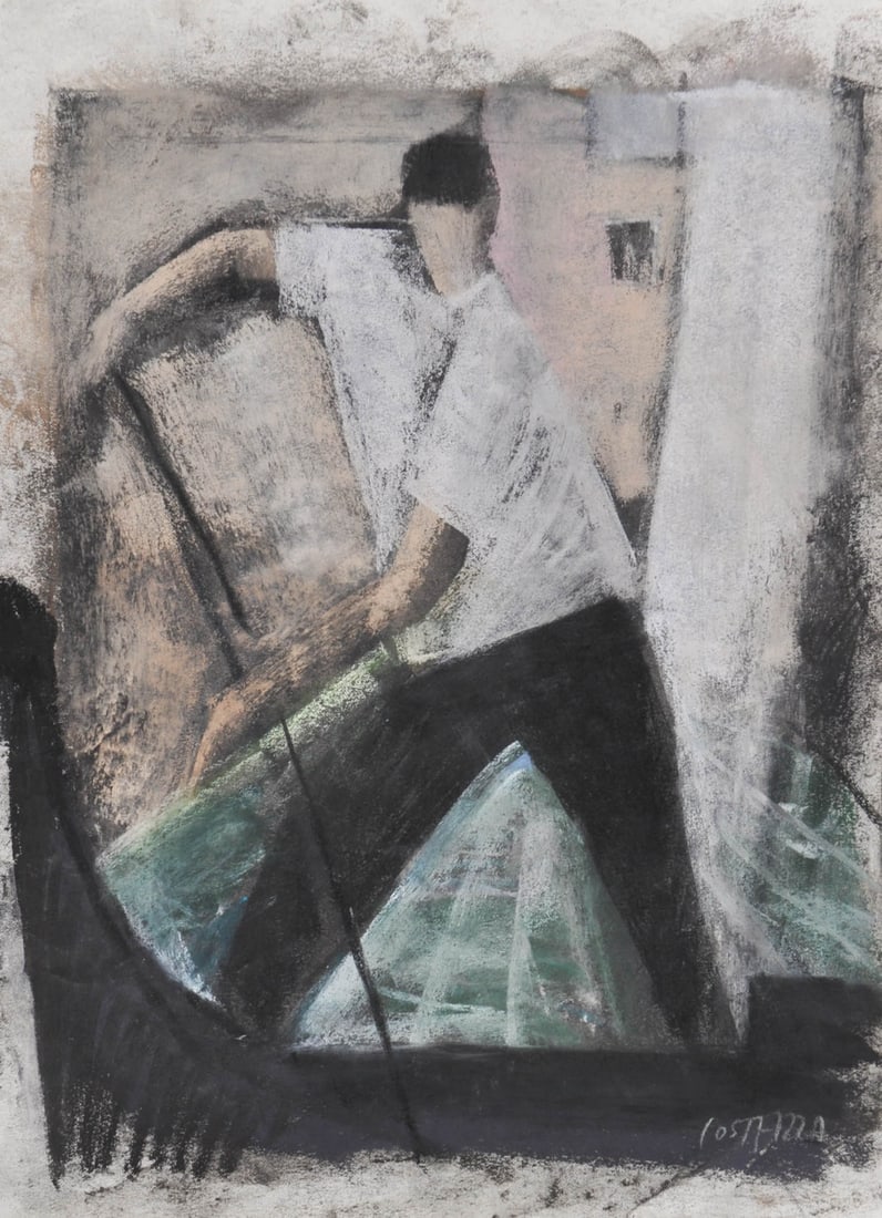 Josef Costazza (Neumarkt/Egna 1950): Gondoliere;Pastell, 33 x 24,5 cmSigniert