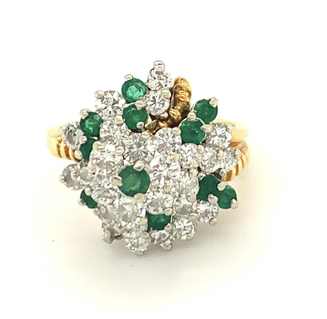 18 karat yellow and white gold diamond and emerald (1 of 2)