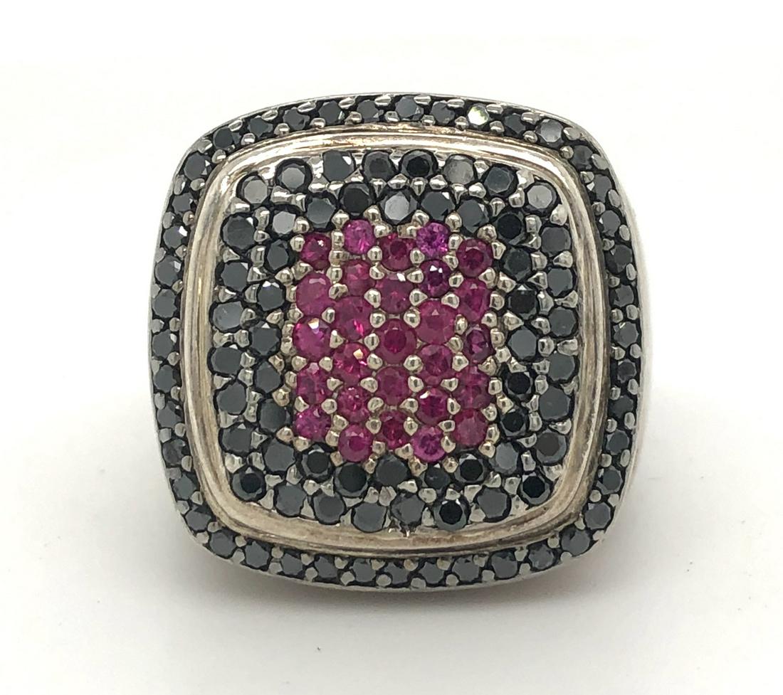 David Yurman Black Diamond and Ruby Pave Set Ring (1 of 3)