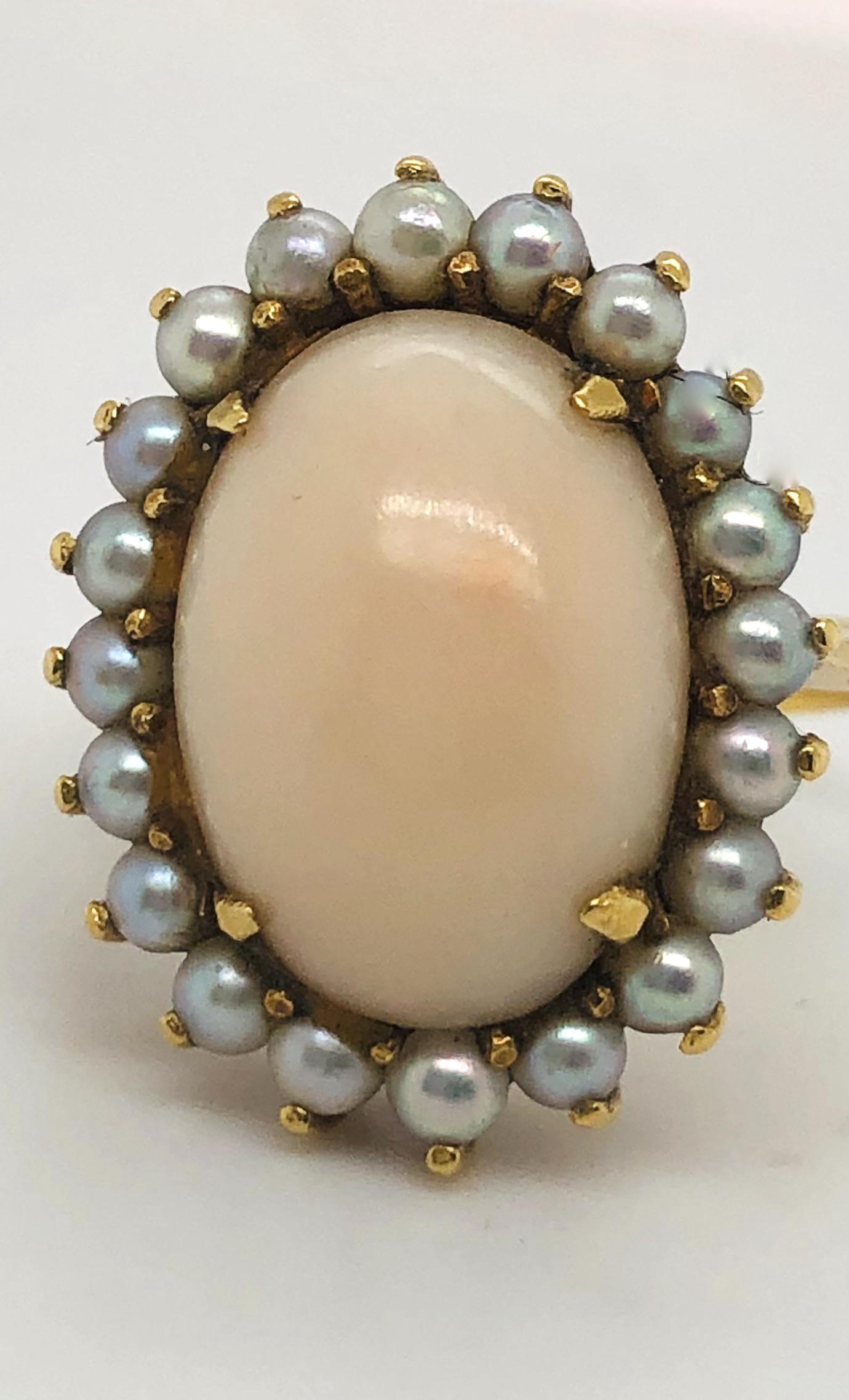 Coral & Seed Pearl Ring (1 of 3)