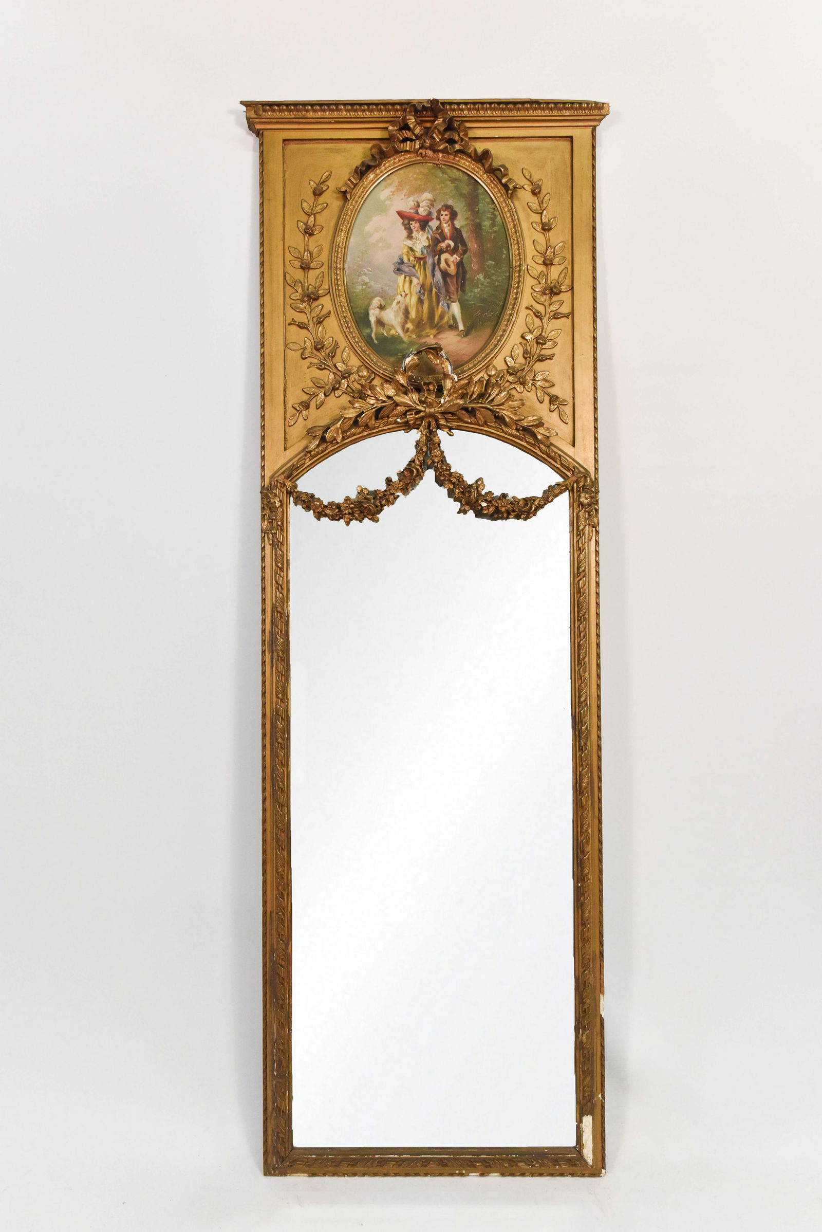 French Carved Giltwood and Gesso Trumeau Mirror (1 of 4)