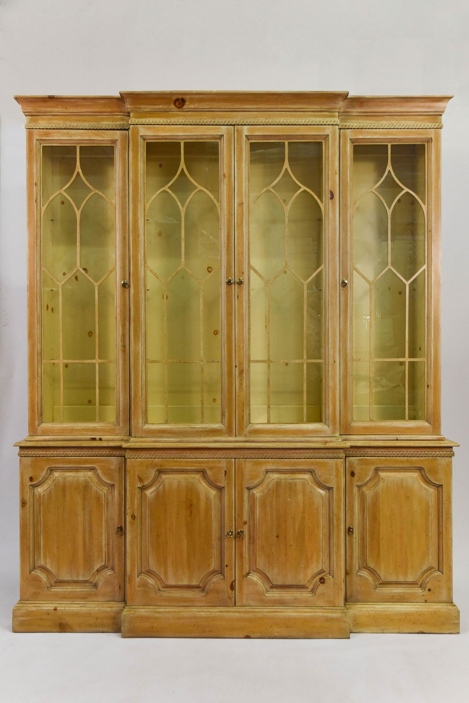 Vintage Davis Cabinet Co Whitewashed Breakfront Cabinet (1 of 5)