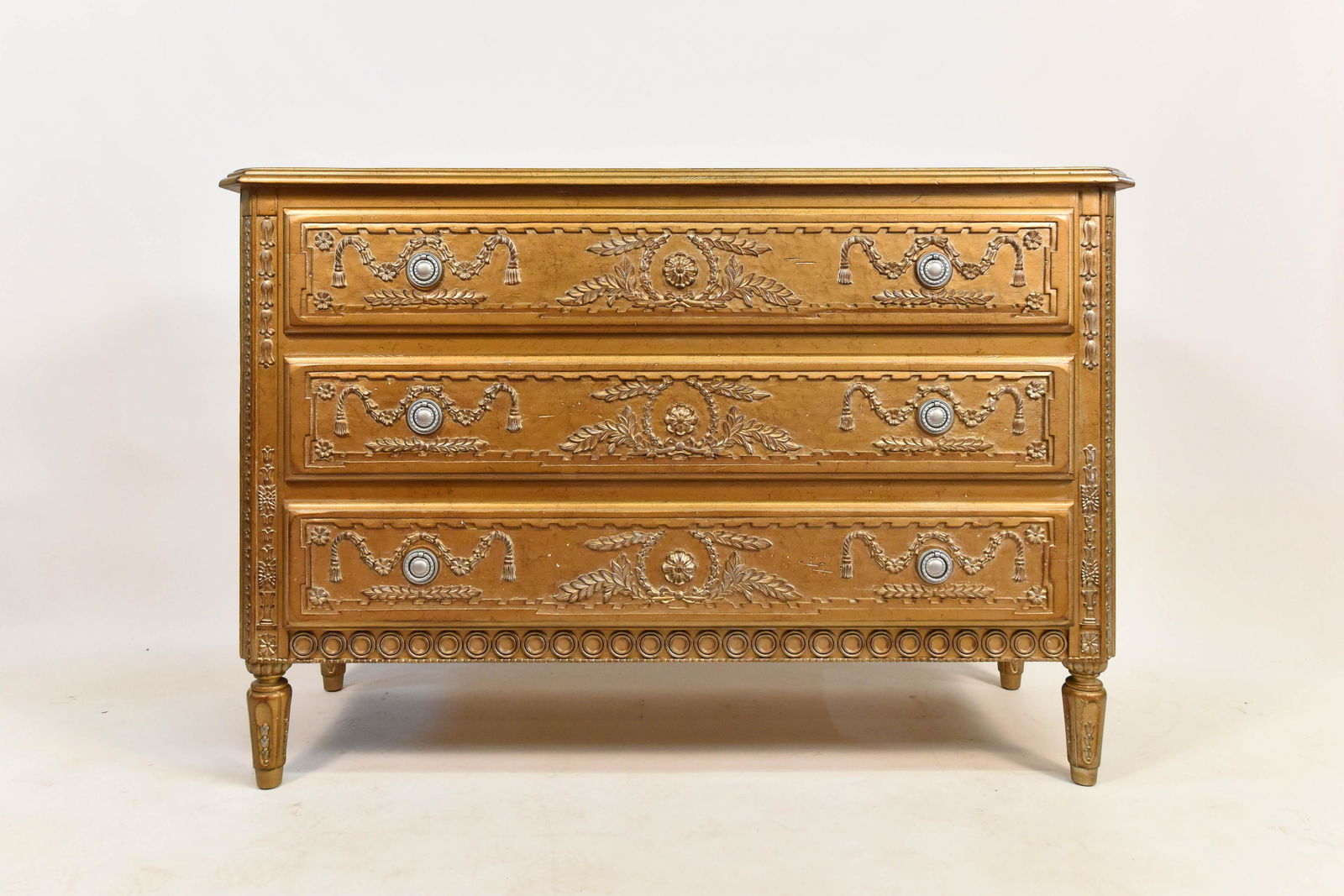 Gilt Three Drawer French Style Commode (1 of 7)