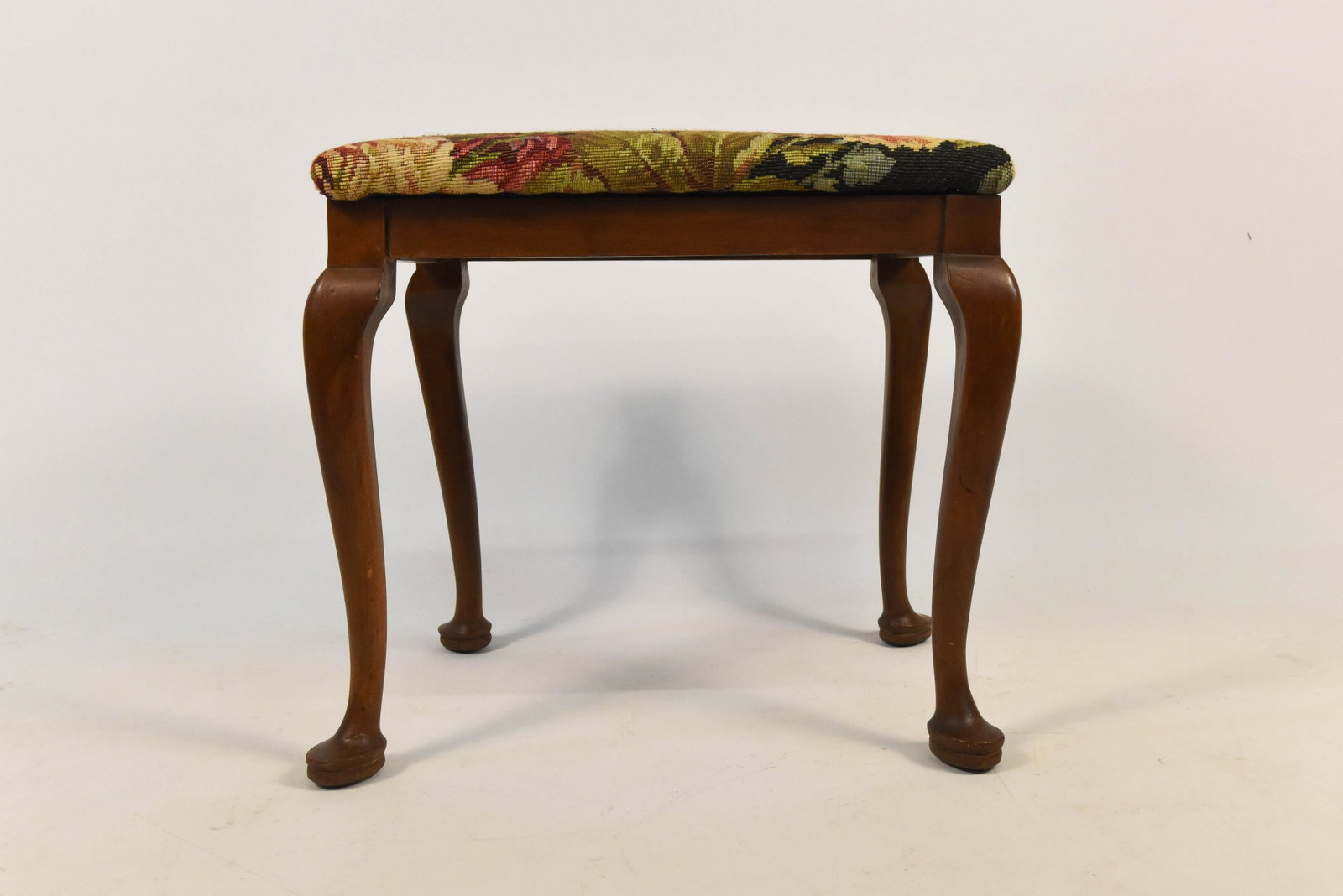 Joan Polk Designs Queen Anne Leg Tapestry Stool: Good condition