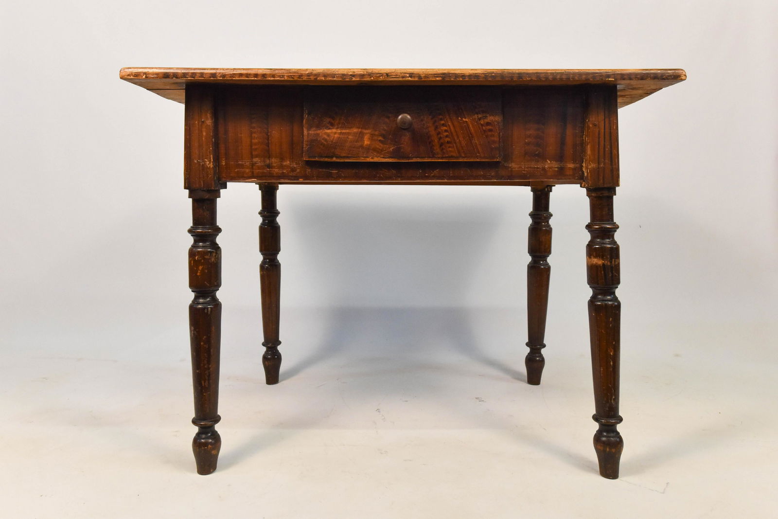 Antique Single Drawer Sausage Leg Side Tavern Table (1 of 6)