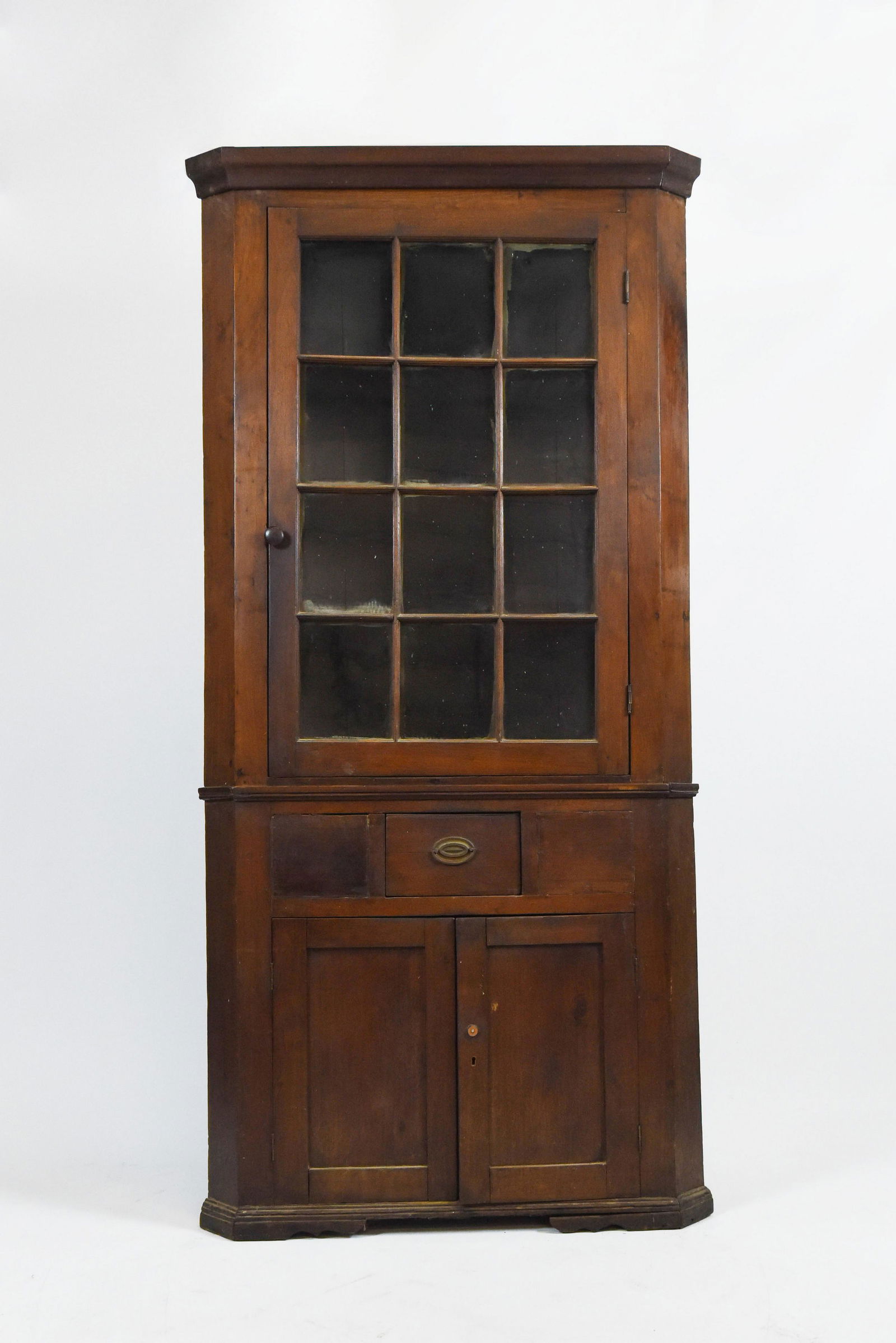 Antique 12 Light Corner Cupboard with Paned Glass Front (1 of 4)