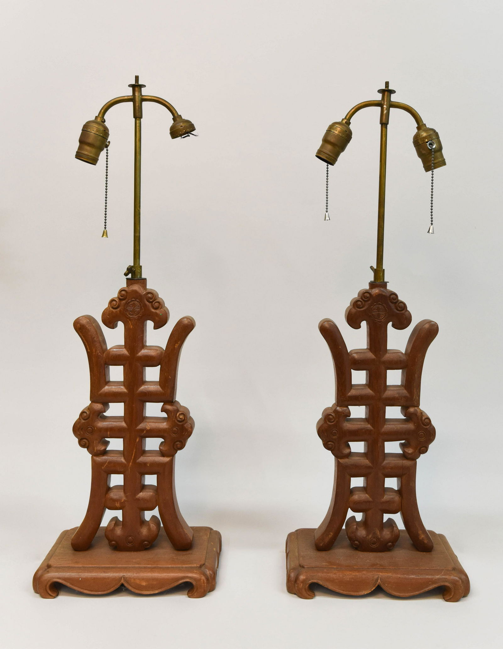 Vintage Chinese Decorative Carved Table Lamp Pair (1 of 3)
