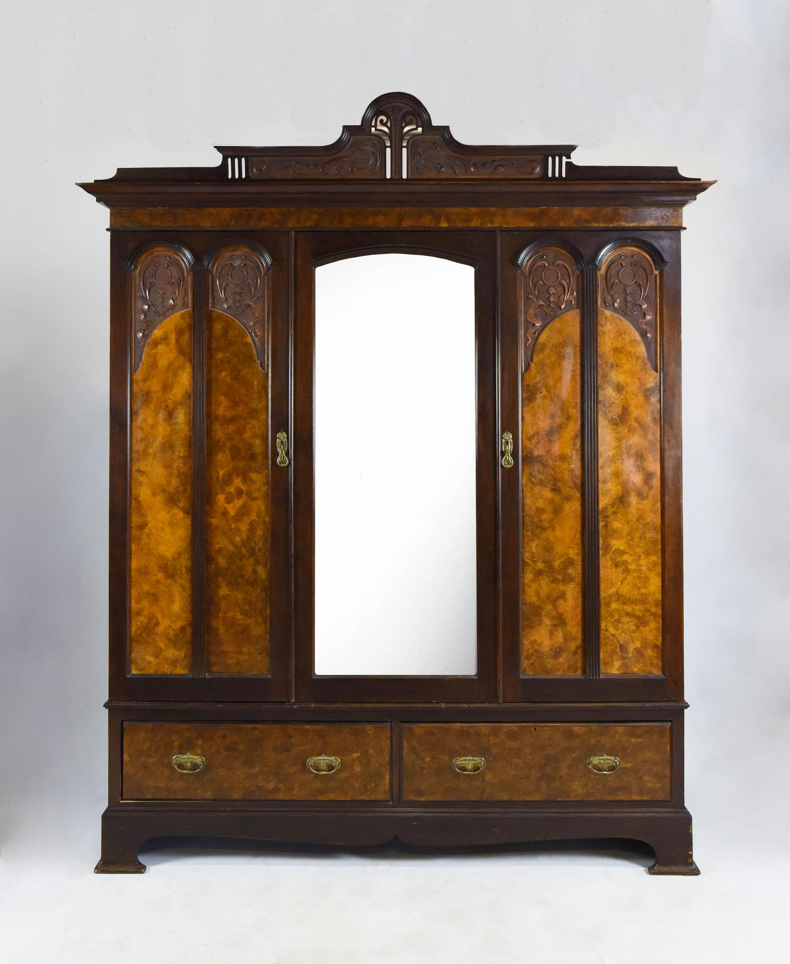 Antique Victorian Walnut and Burled Mahogany Armoire (1 of 9)
