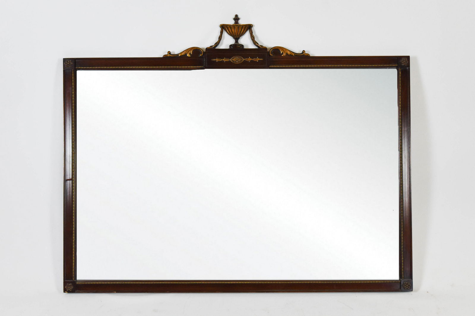 Large Wood Mirror with Classic Urn Detail and Gold Rope (1 of 3)