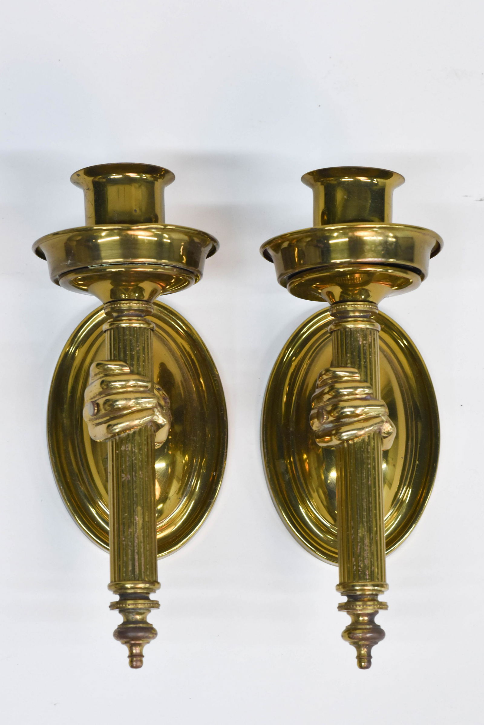 20th Century Continental Brass Hand Figure Wall Sconces (1 of 4)