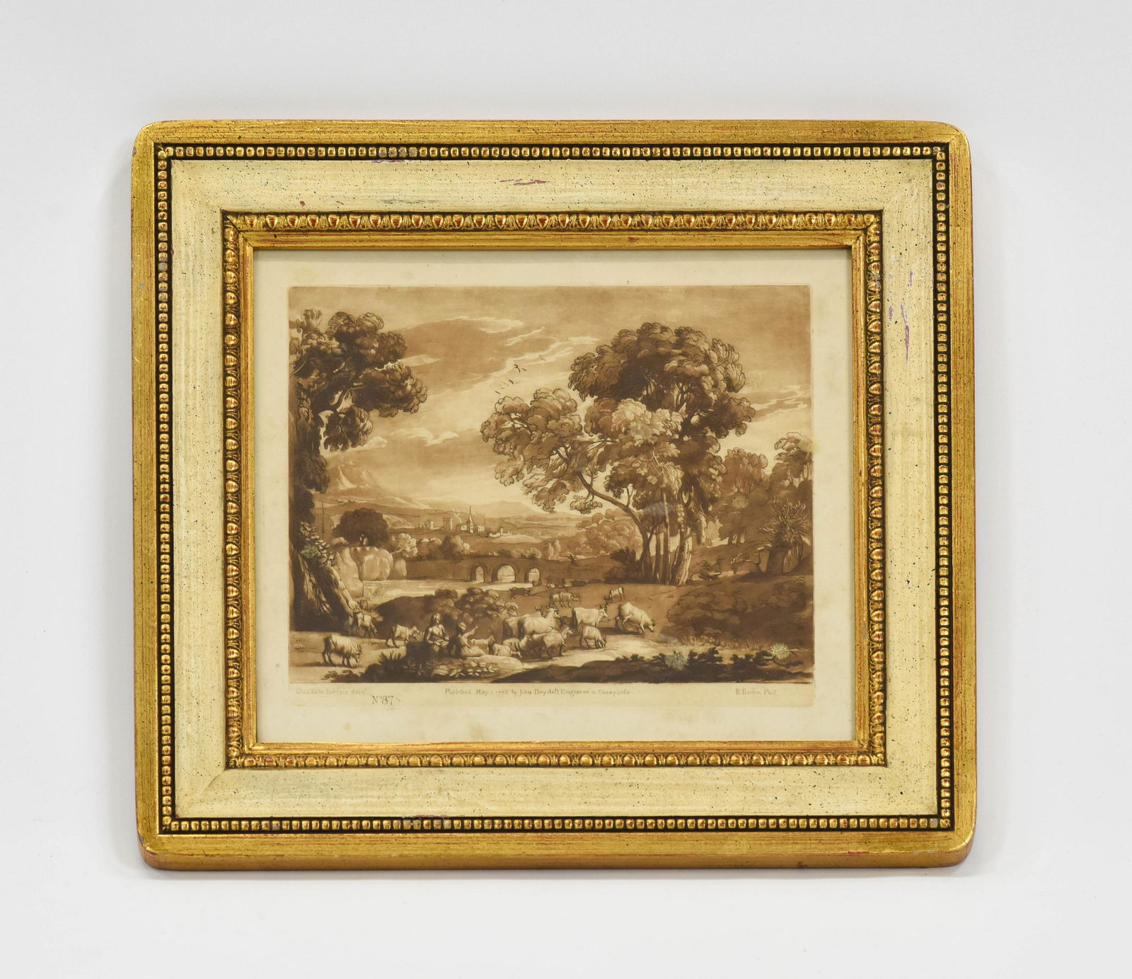 Claude Le Lorrain “Delint” No 87: R Earlom Fucit, Published May 1775 by John Boydell Engraver in Cheapside. Art Dimensions: 8.25 x 10