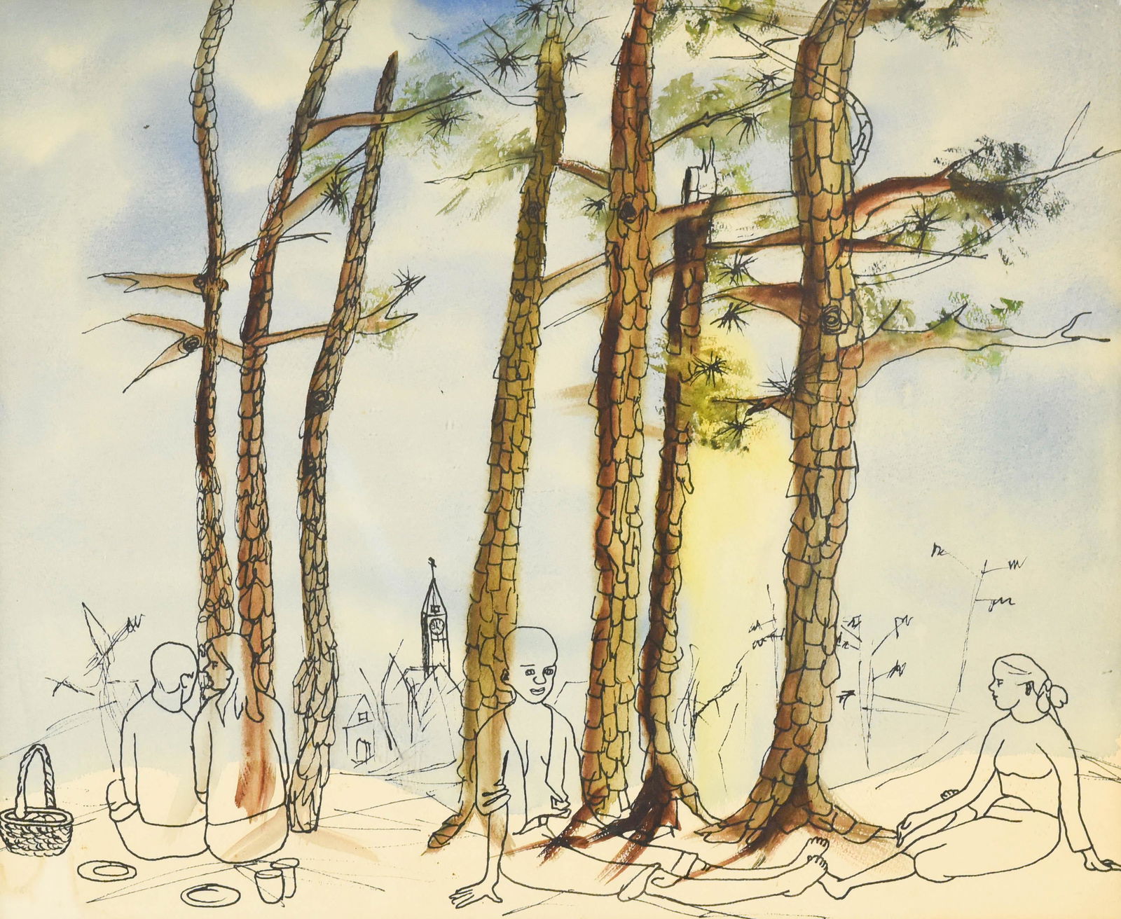 Abstract Lovers in Picnic, Artist Unknown (1 of 4)