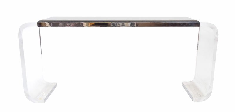 Lion in Frost Lucite & Granite Curved Console Table (1 of 6)