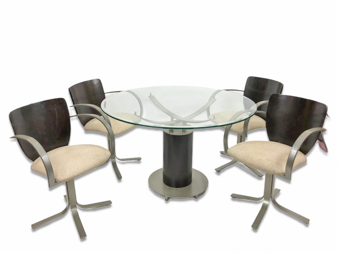 Chromcraft style Round Glass top table and Four Chairs (1 of 4)