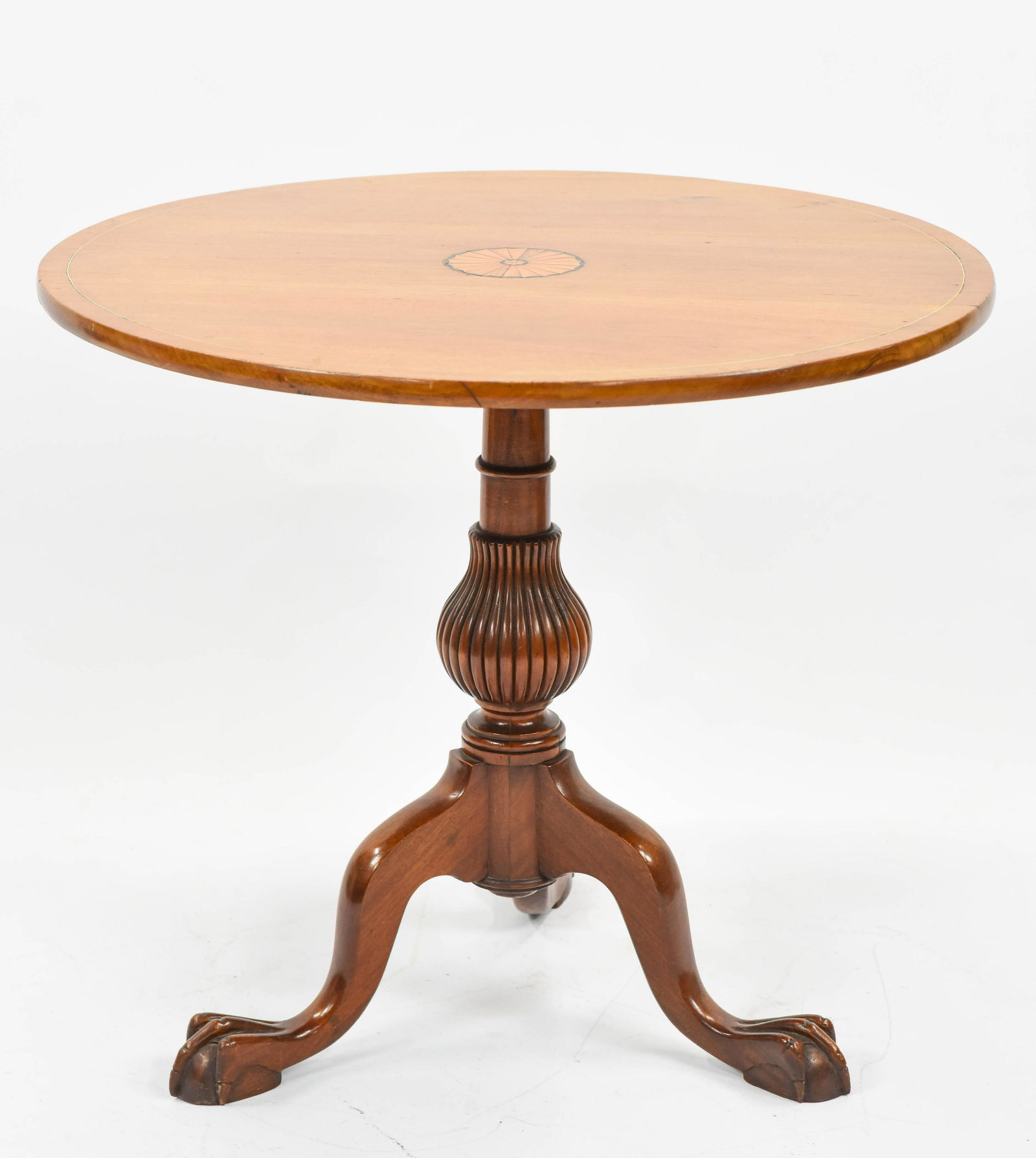 Antique 19thC Pedestal Paw Foot Round Folding Tea Table (1 of 8)