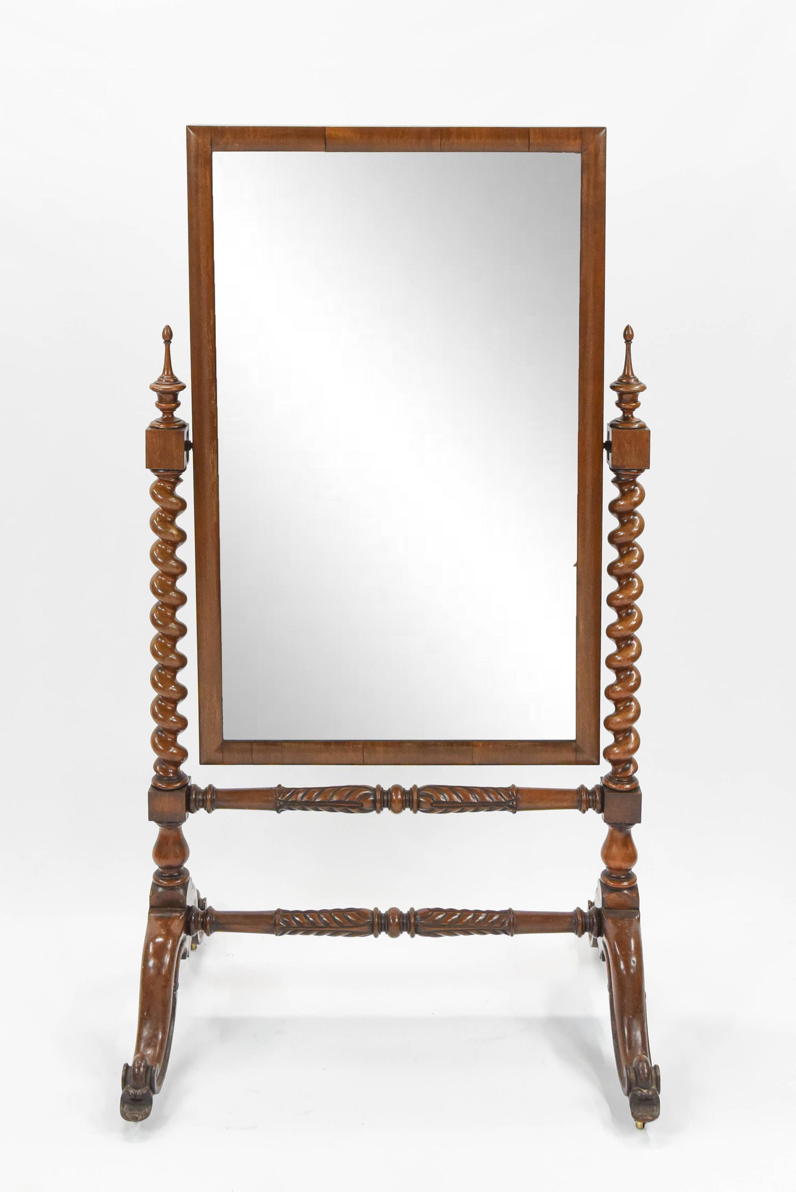 Antique 19thC Rococo Cheval Mirror w/Barley Twist Stand (1 of 9)