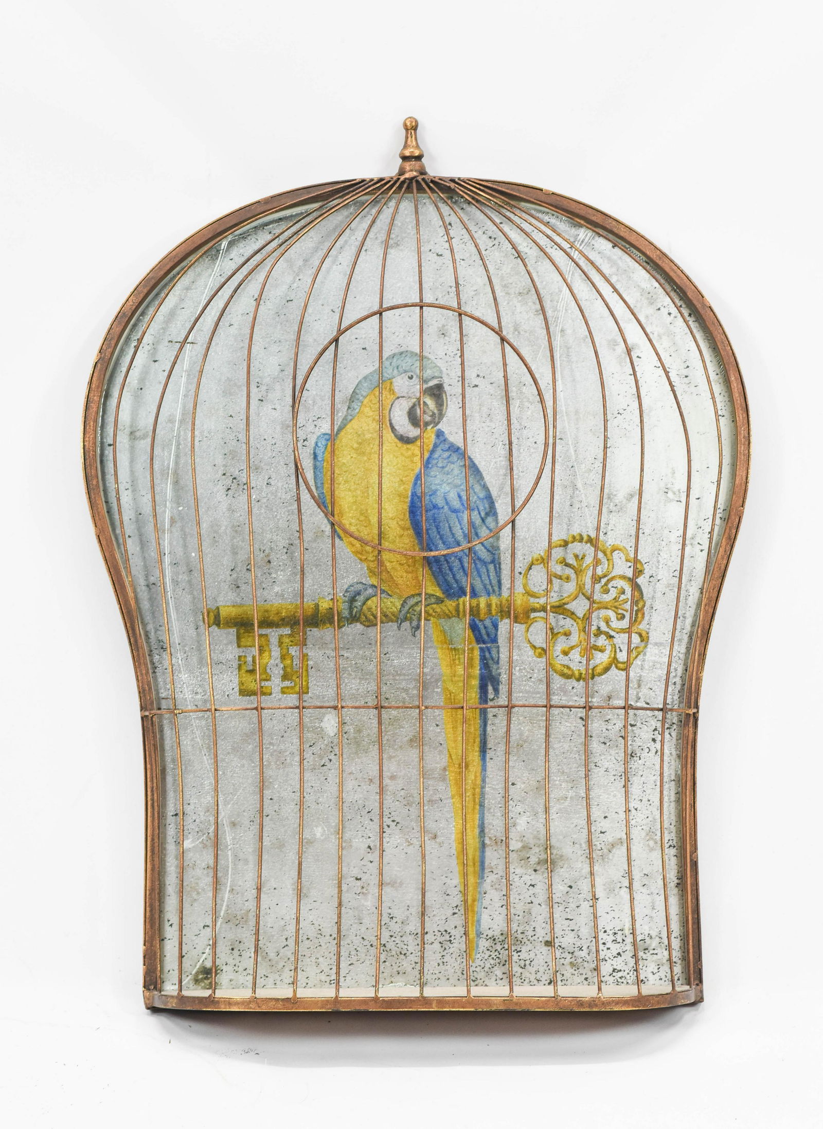 Vintage MCM Trompe L'oeil Parrot in 3D Cage (1 of 4)