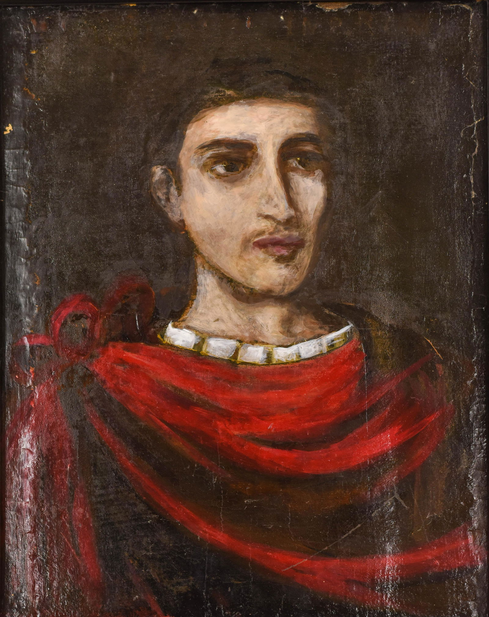 Early 19thC Portrait of Man in Red Oil Painting (1 of 4)