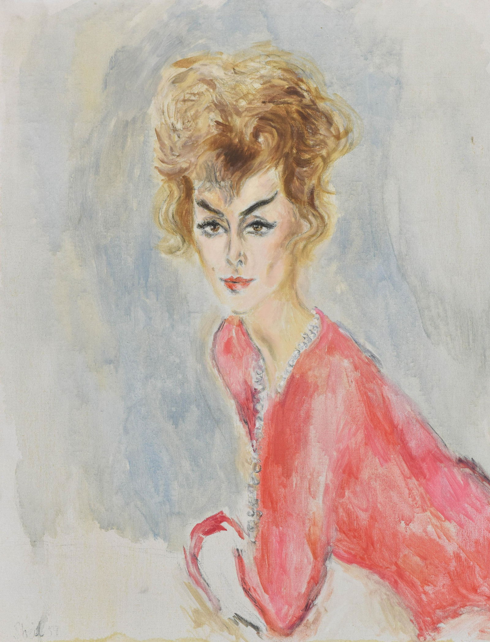 Peter Sheil Portrait of Woman Painting Signed 1949 (1 of 4)