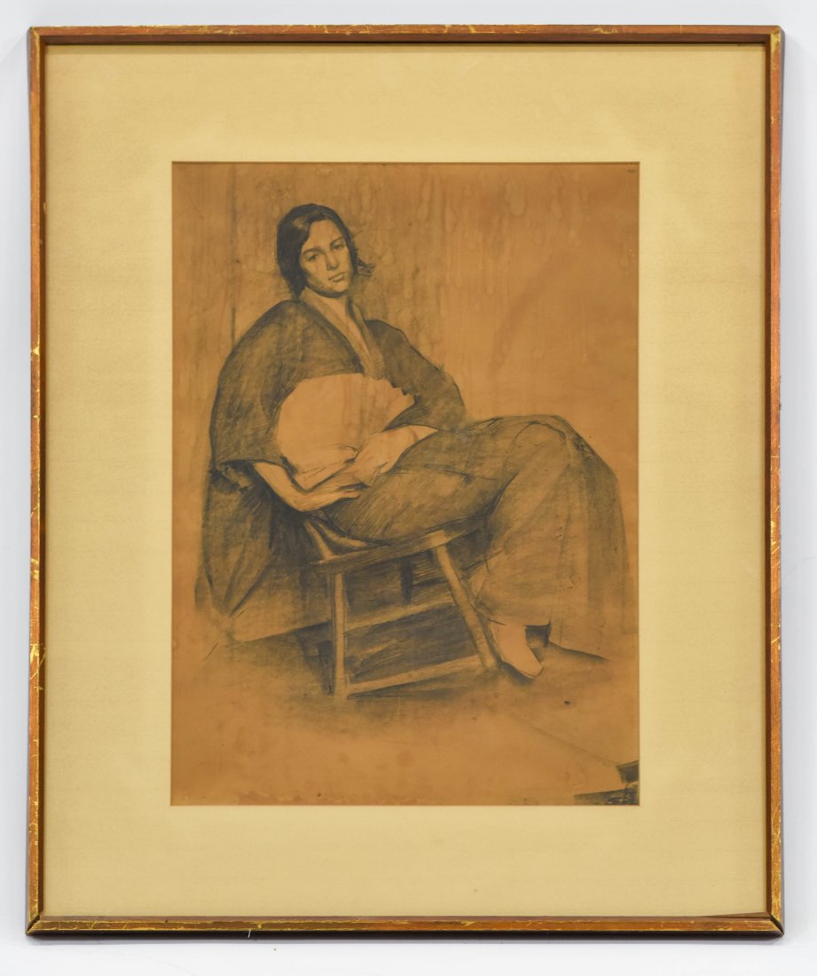 Early 20thC Study Drawing Manner of John Singer Sargent (1 of 3)