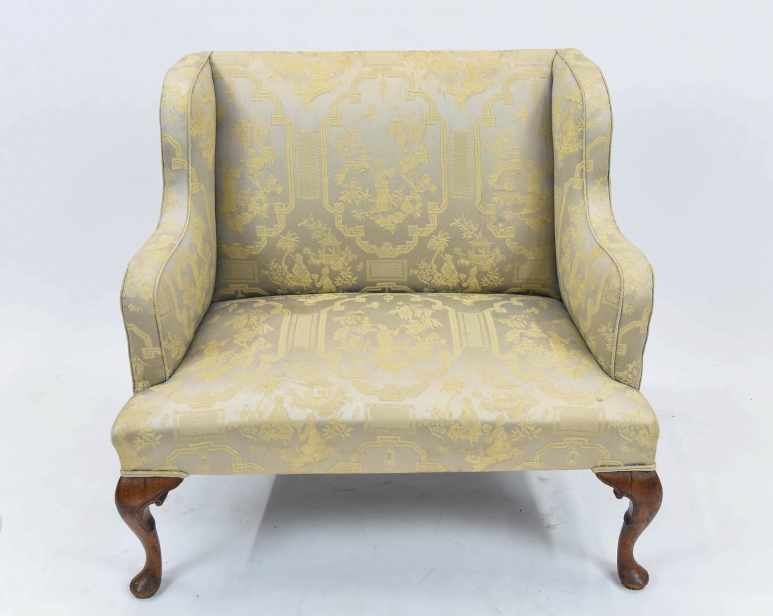 Antique Uphostered Chinoiserie Settee Love Seat Chair (1 of 8)