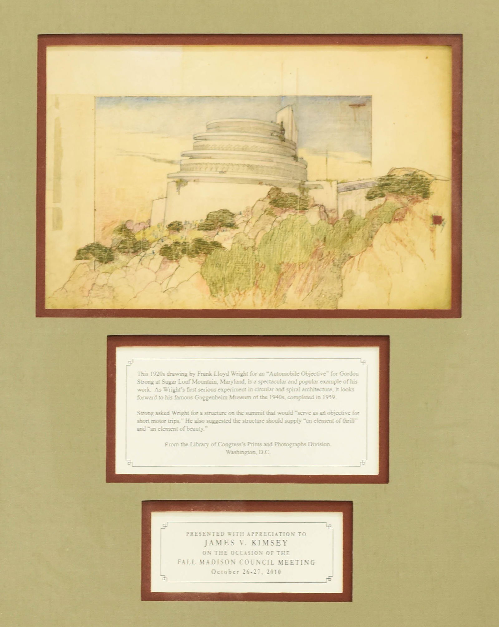 Framed Frank Lloyd Wright 1920's Taliesin Drawings (1 of 3)