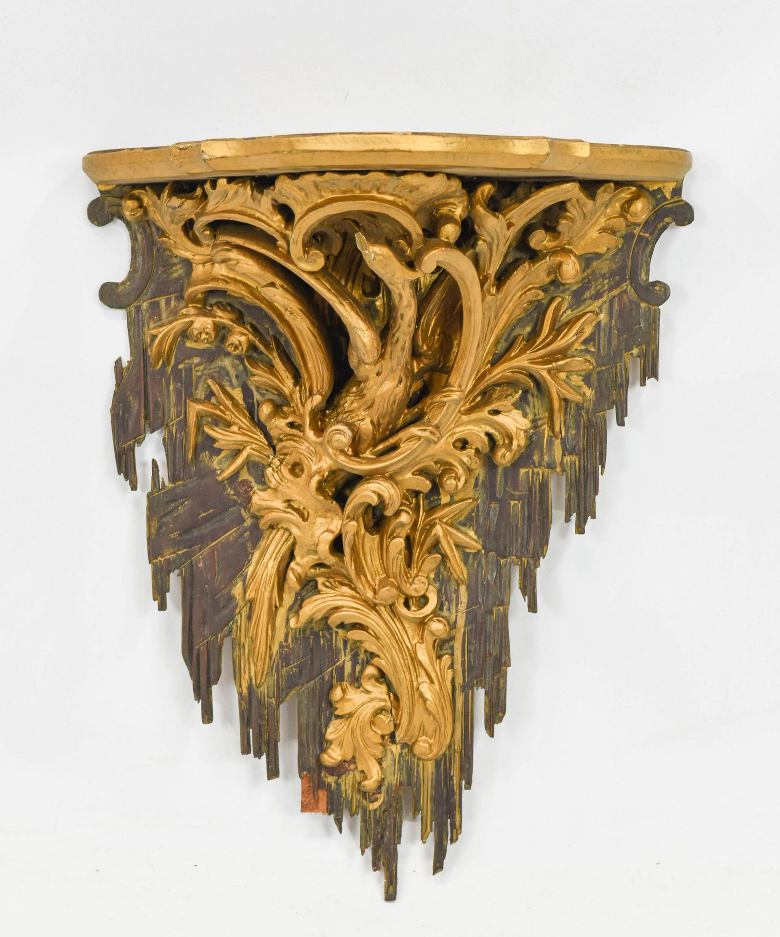 Fine LARGE 19thC Antique Giltwood Wall Bracket Shelf (1 of 9)