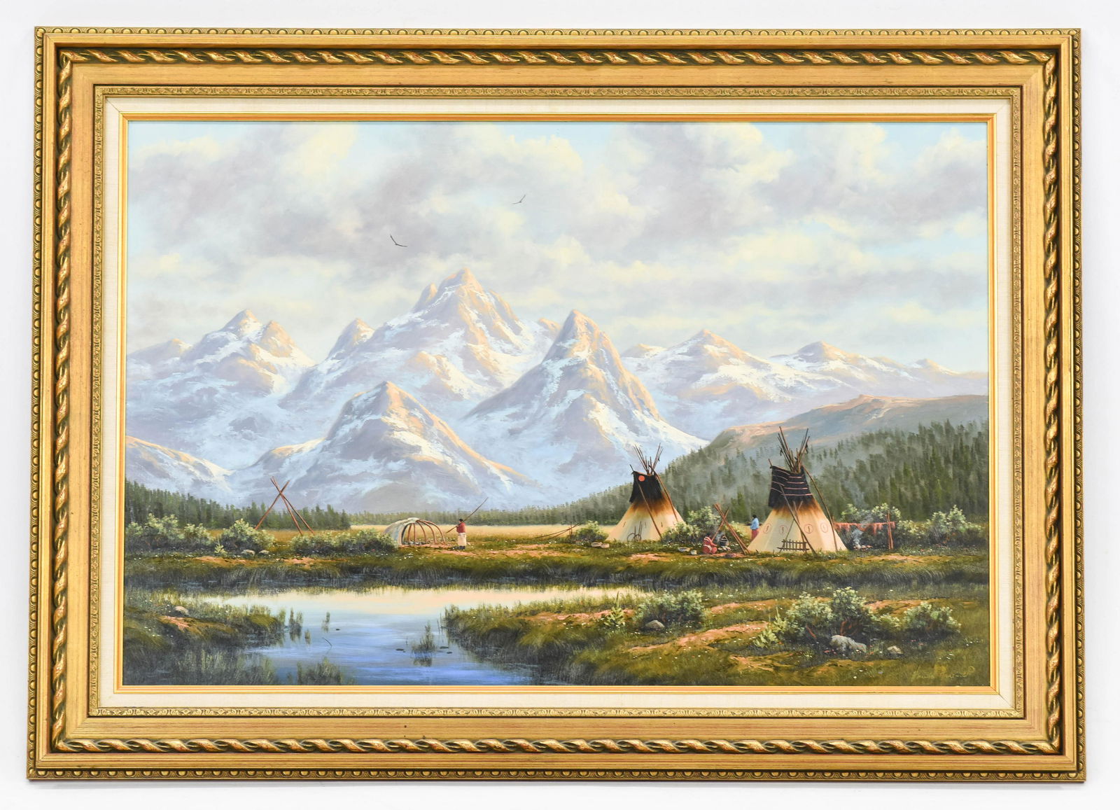 Western Landscape Oil Painting Native American Indian (1 of 4)