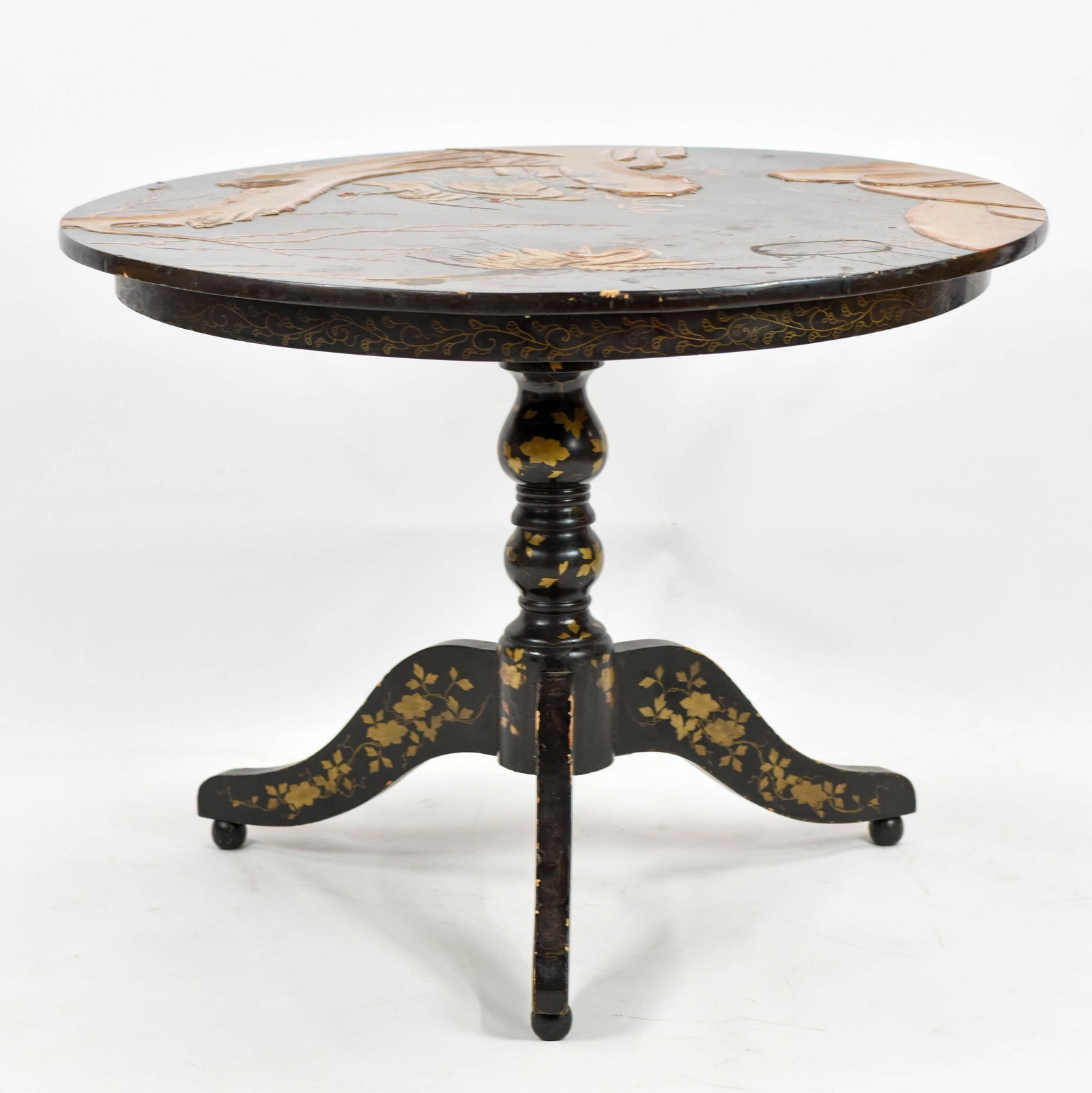 Large 19c Antique Japanned Tilt-Top Round Center Table (1 of 6)