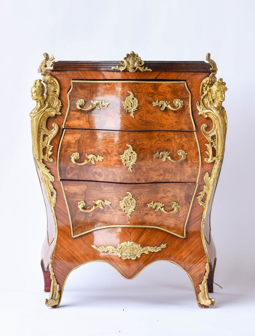 Louis XIV Style Bombe Marble Top Ormolu Commode (1 of 7)