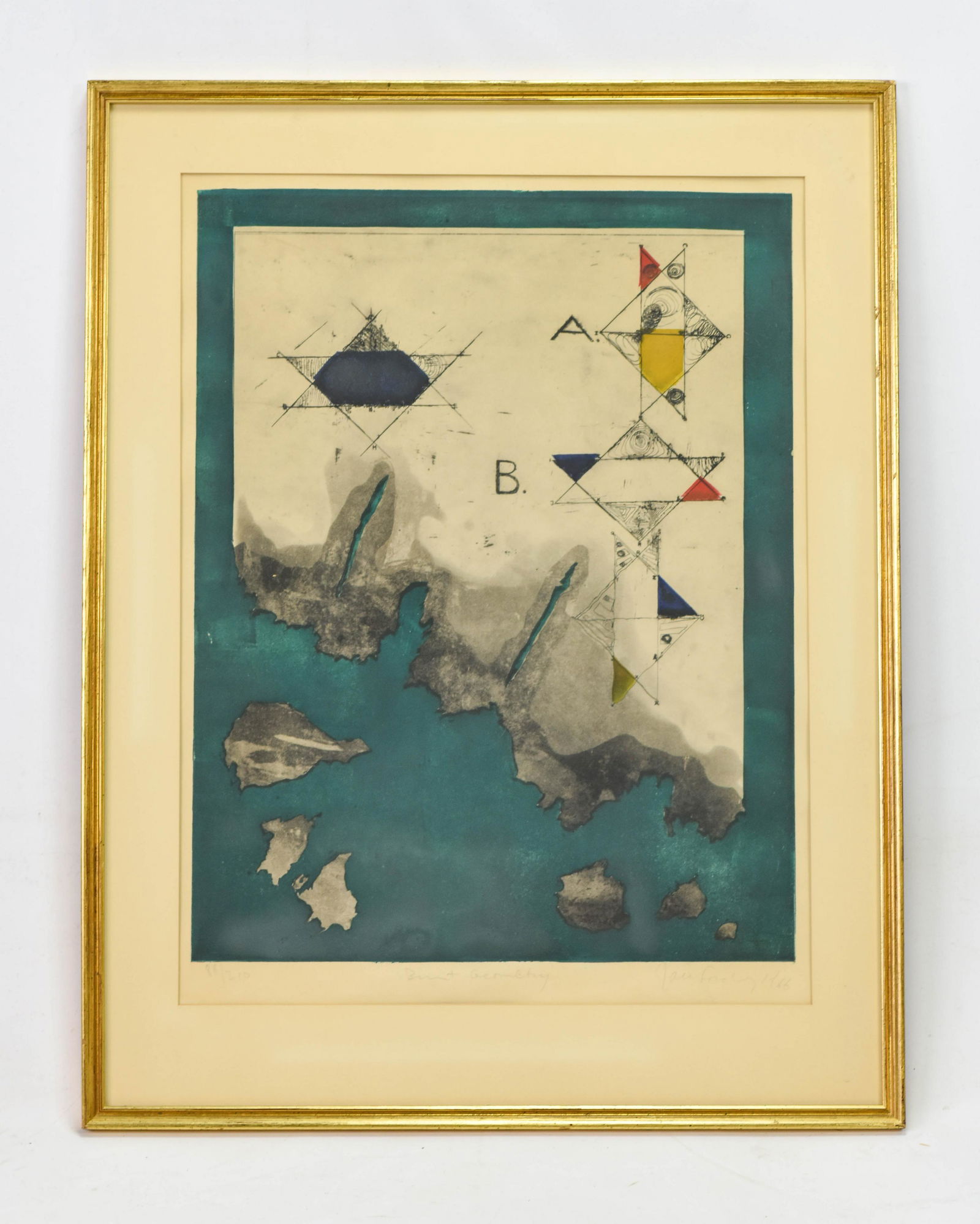 Jan Forsberg "Burnt Geometry" Color Etching 1966 (1 of 6)