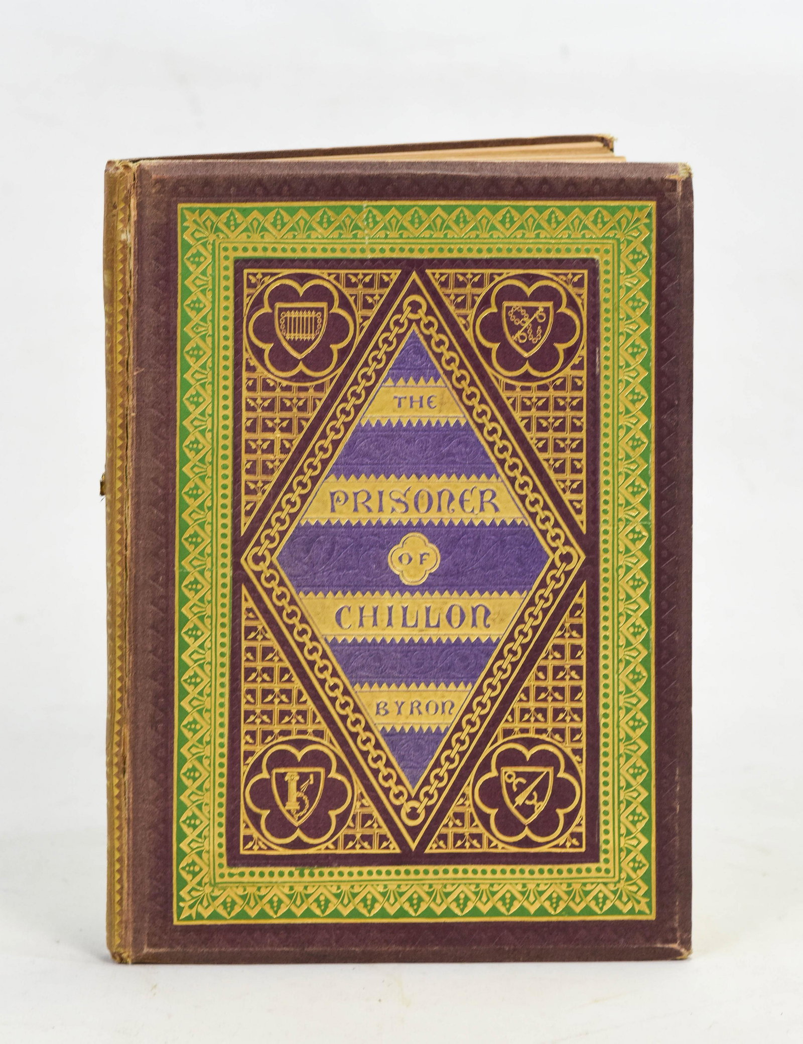Byron, Lord., THE PRISONER OF CHILLON 1865: Byron, Lord; Audsley, W.G. (Illuminations); Tymms, W.R. (Chromolithography)., Published by Day & Son, London, 1865., Condition: Very Good. First thus. 20 stiff cardstock leaves printed on rectos only.