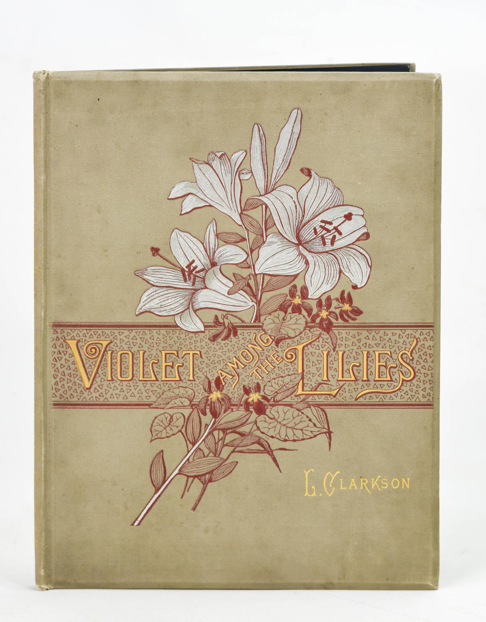 Clarkson, L., VIOLET AMONG THE LILIES 1885: Published by E.P.Dutton & Co., New York, 1885., 4to. Publisher's pictorial cloth. (16) leaves, 8 of which are chromolithographs. First edition. Printed by Armstrong & Company, Boston. Fine complete ti