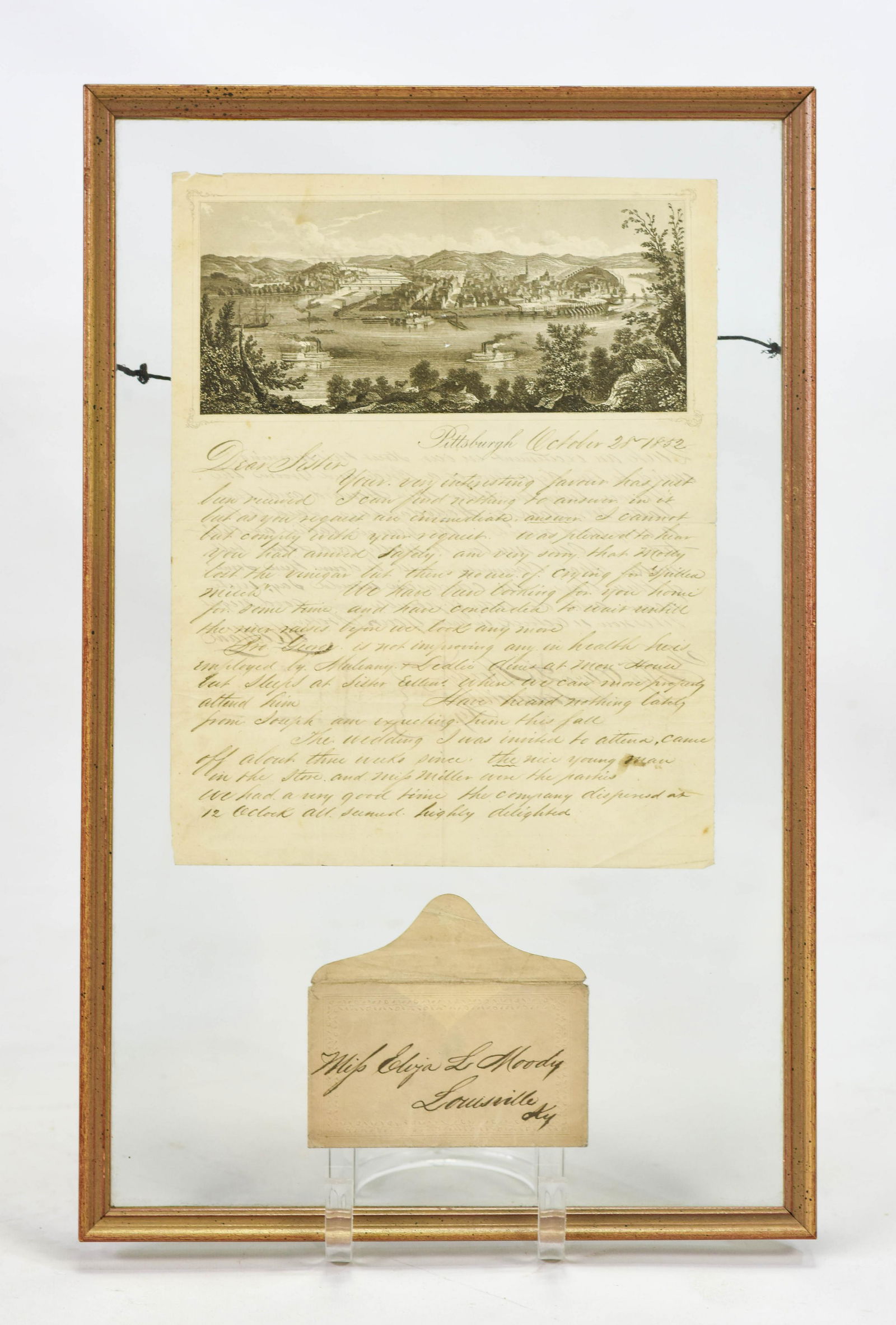 Framed 1852 Printed Letterhead Pittsburgh Cover (to KY) (1 of 6)